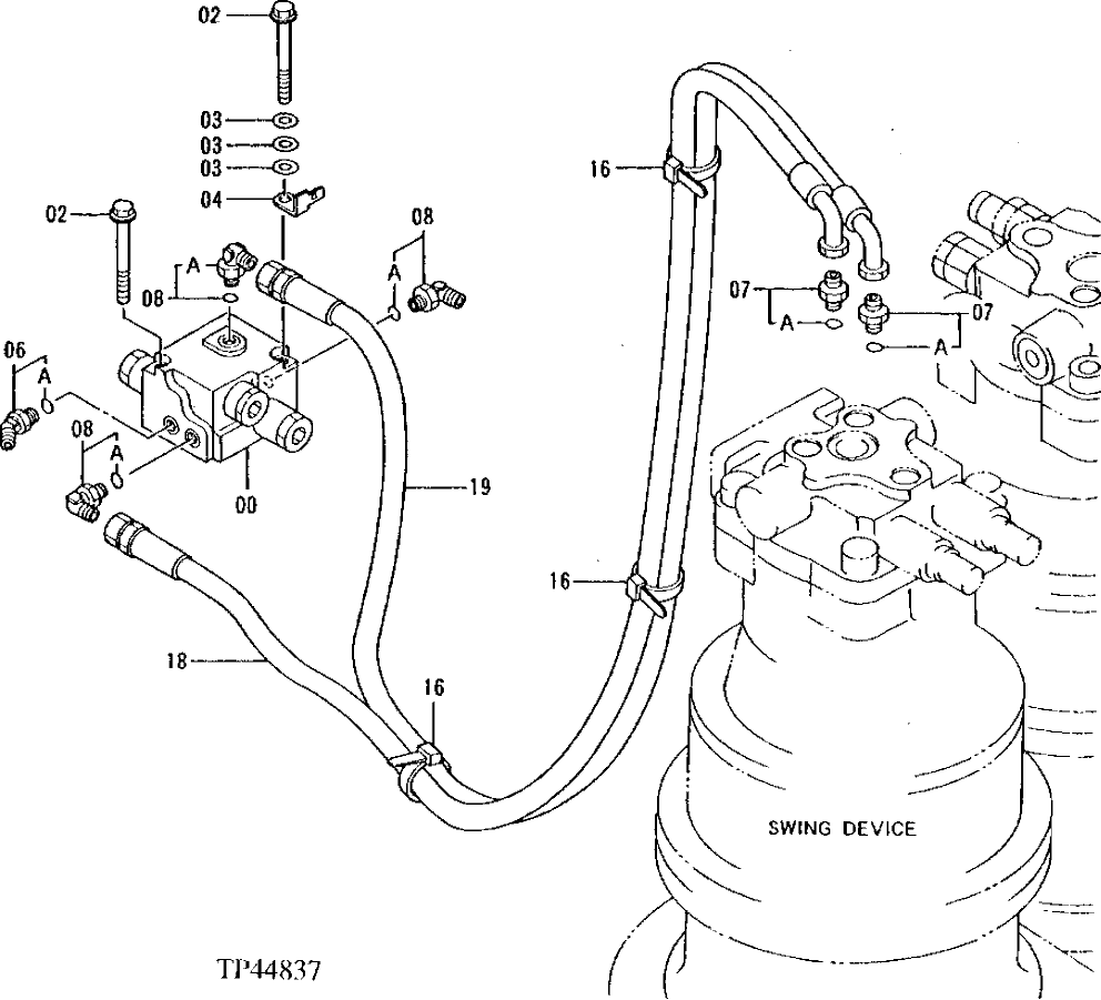 Схема запчастей John Deere 92ELC - 318 - SWING PIPINGS 4360 Hydraulics