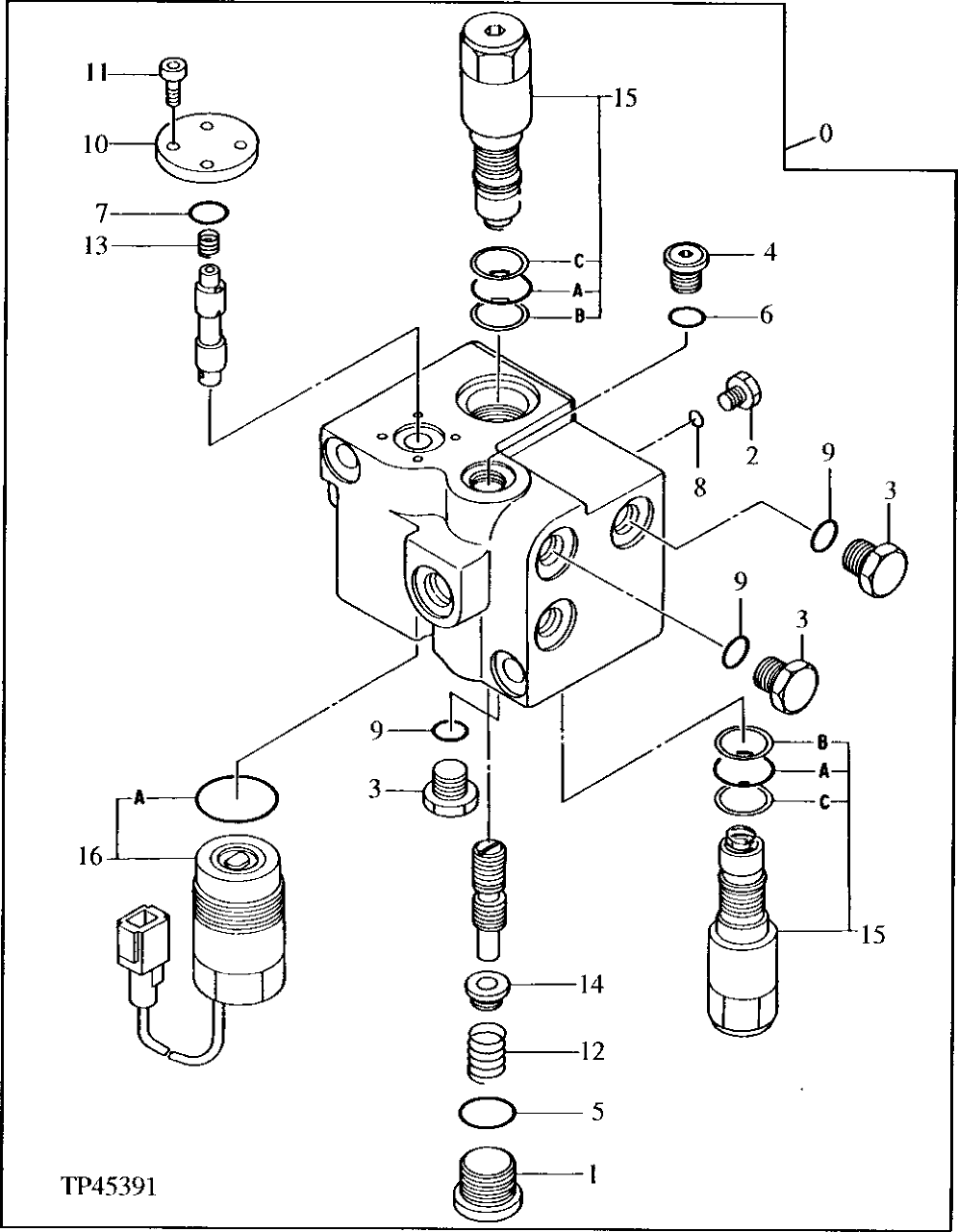 Схема запчастей John Deere 92ELC - 320 - SWING PIPINGS VALVE 4360 Hydraulics