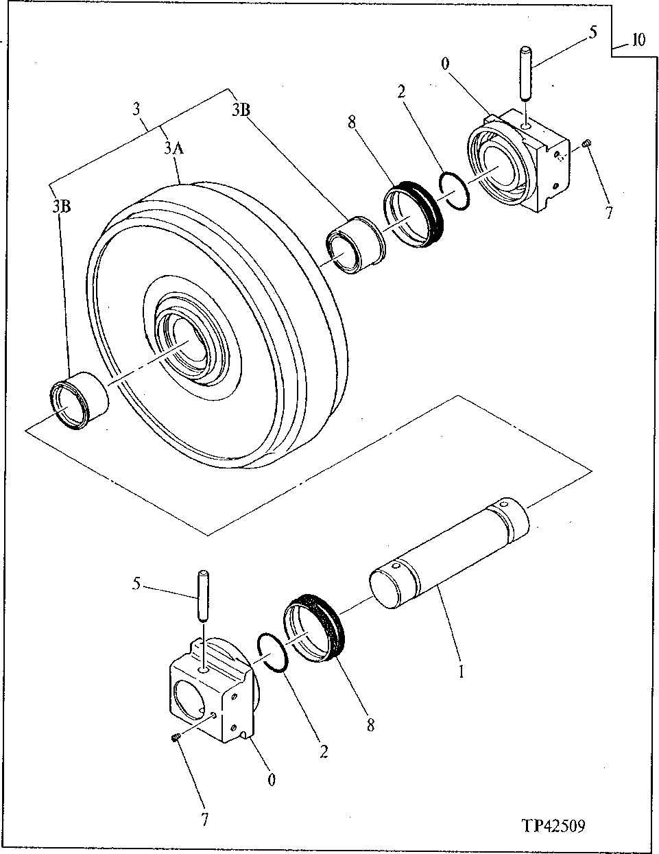 Схема запчастей John Deere 92DLC - 1 - Front Idler 0130 TRACKS SYSTEMS