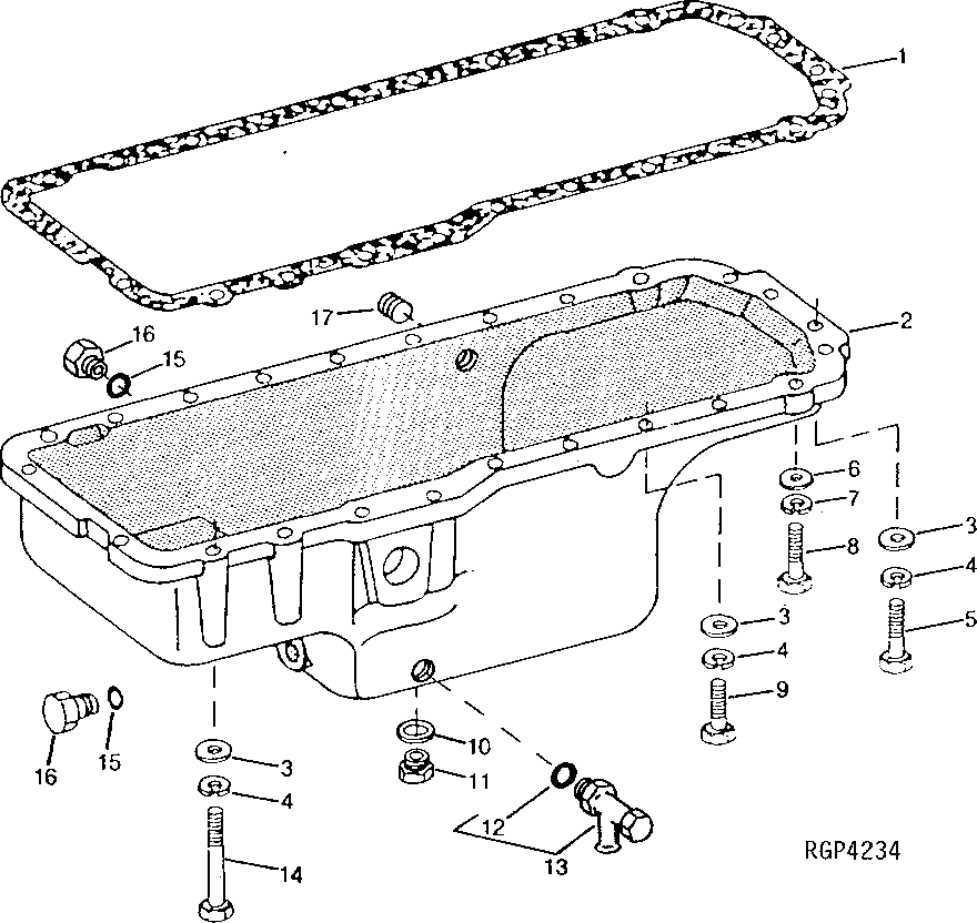 Схема запчастей John Deere 92DLC - 32 - Oil Pan 0407 OILING SYSTEM 6076AT033 6076AT033