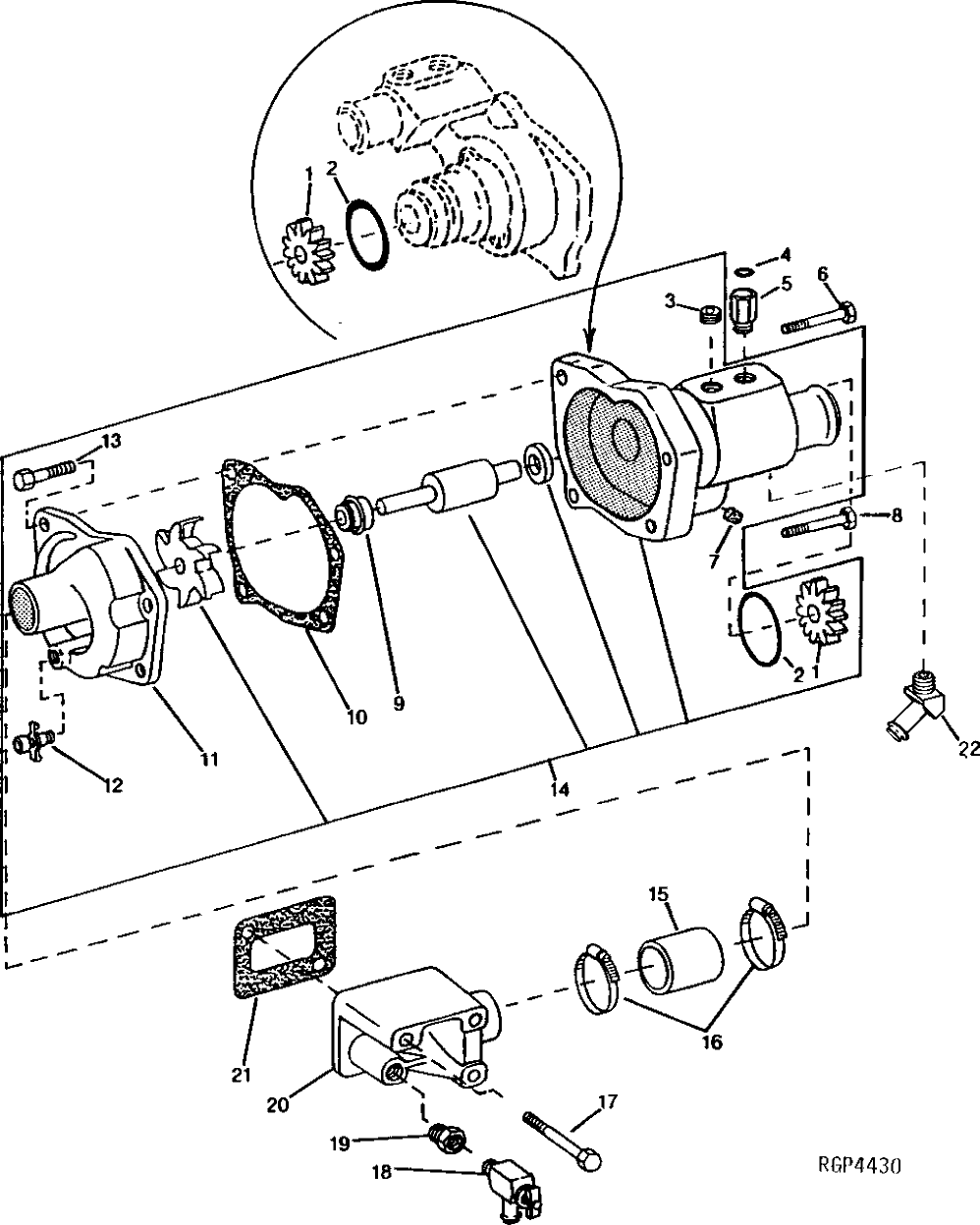 Схема запчастей John Deere 92DLC - 49 - Water Pump 0417 Water Pump 6076AT033 6076AT033