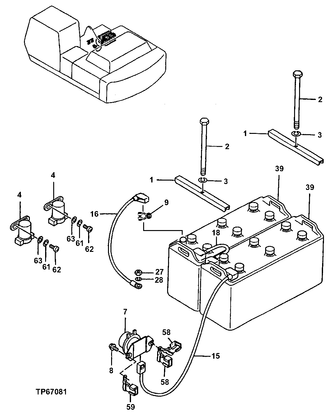 Схема запчастей John Deere 92DLC - 92 - ELECTRIC PARTS 1674 Wiring Harness And Switches