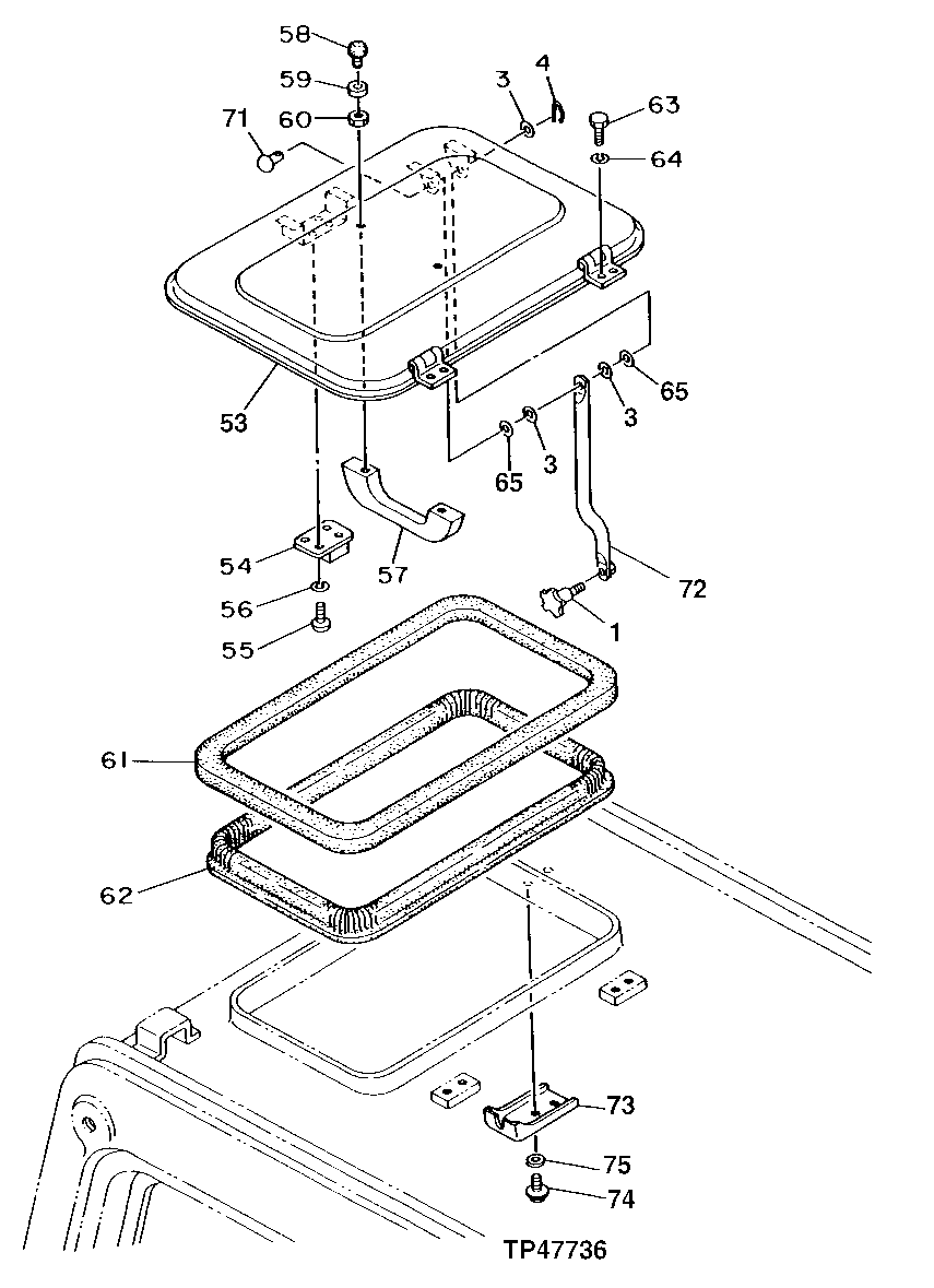 Схема запчастей John Deere 92DLC - 106 - Cab 1810 Operator Enclosure