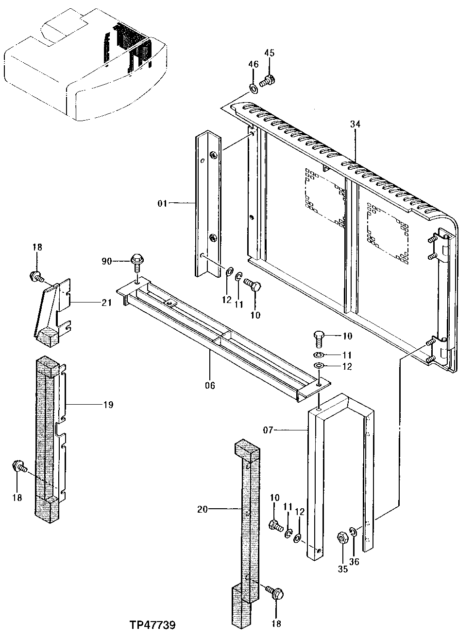 Схема запчастей John Deere 92DLC - 119 - Cover 1910 Hood Or Engine Enclosure