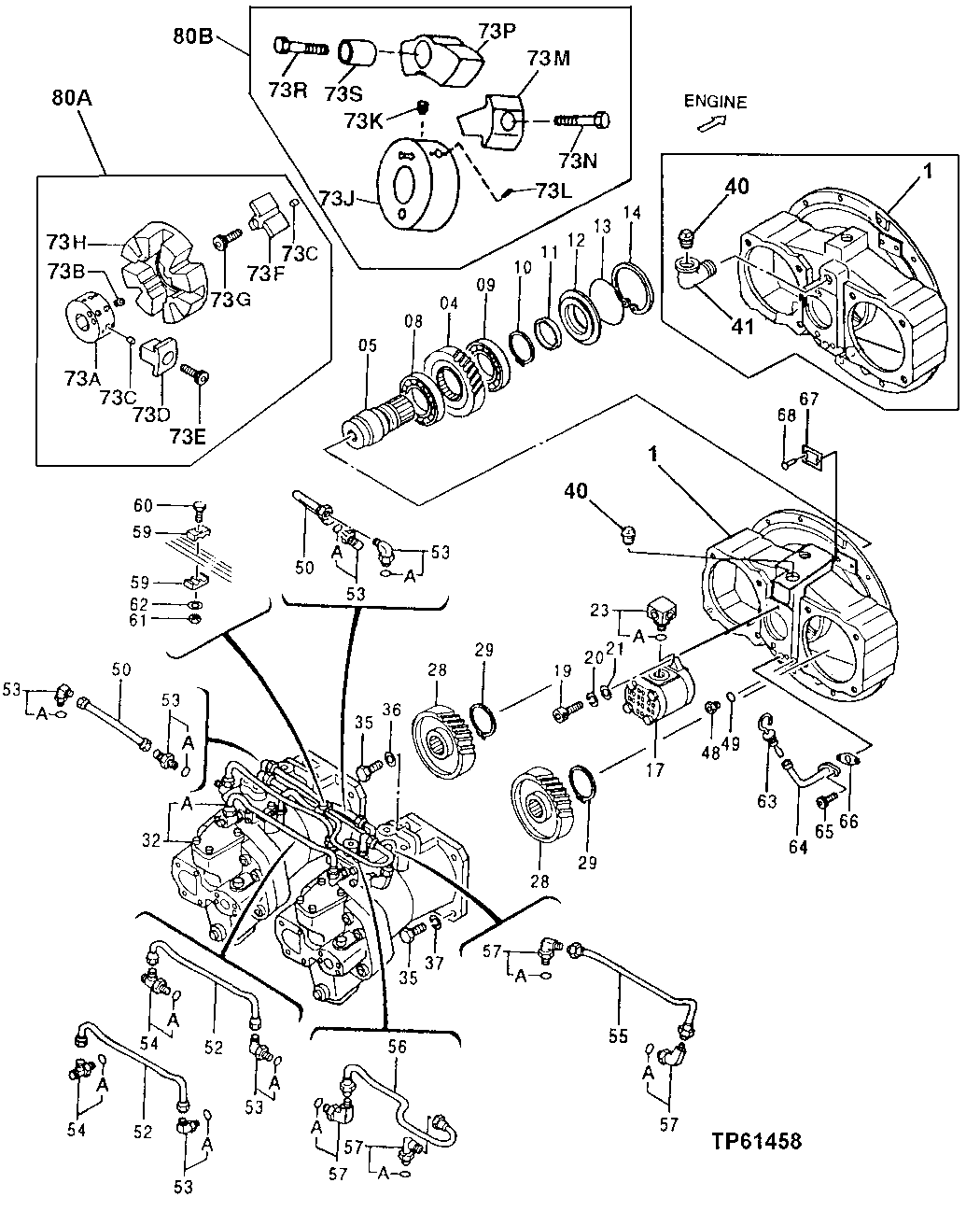 Схема запчастей John Deere 92DLC - 128 - PUMP DEVICE 2160 HYDRAULIC SYSTEM