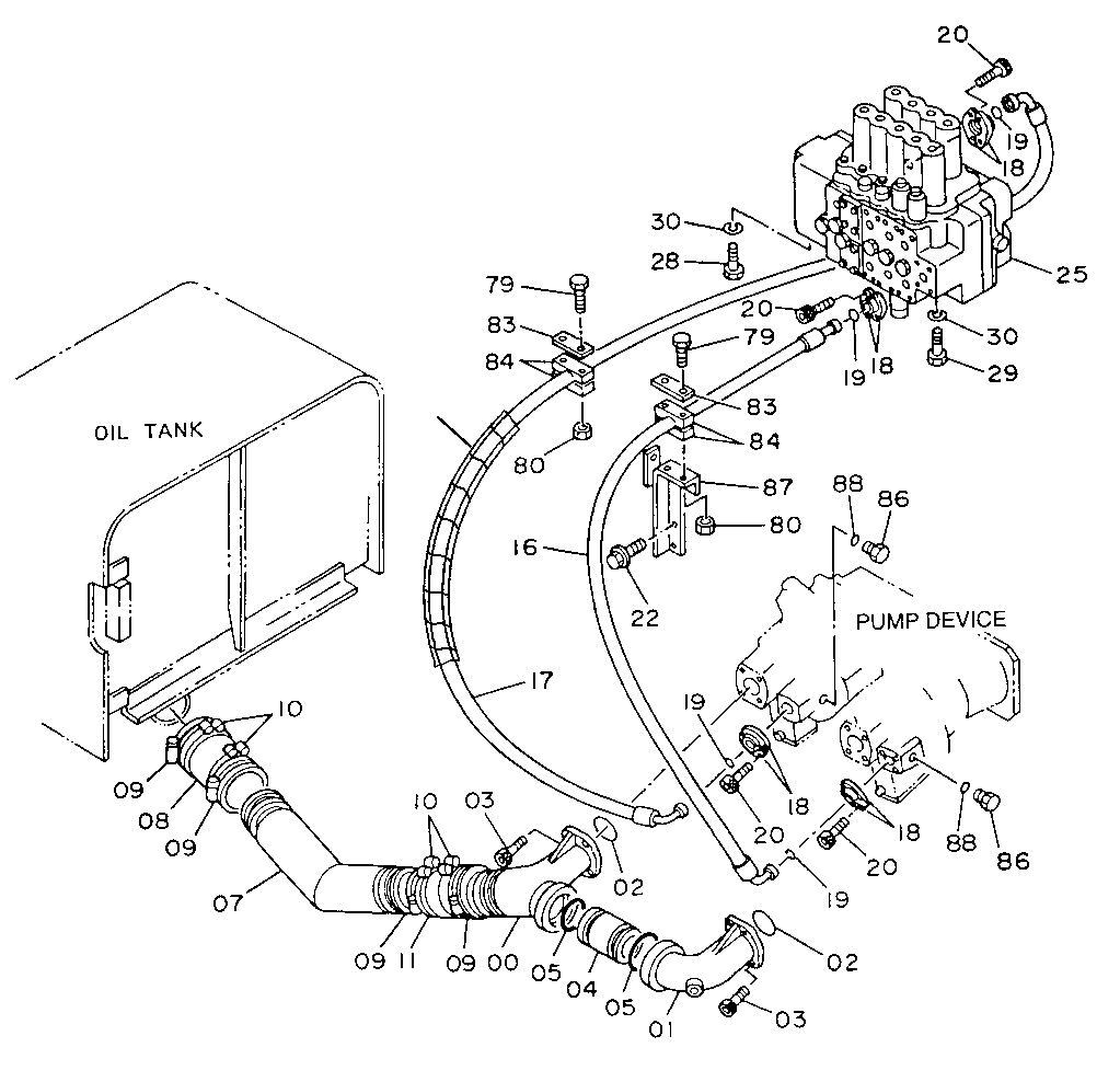 Схема запчастей John Deere 92DLC - 133 - OIL COOLER PIPINGS 2160 HYDRAULIC SYSTEM