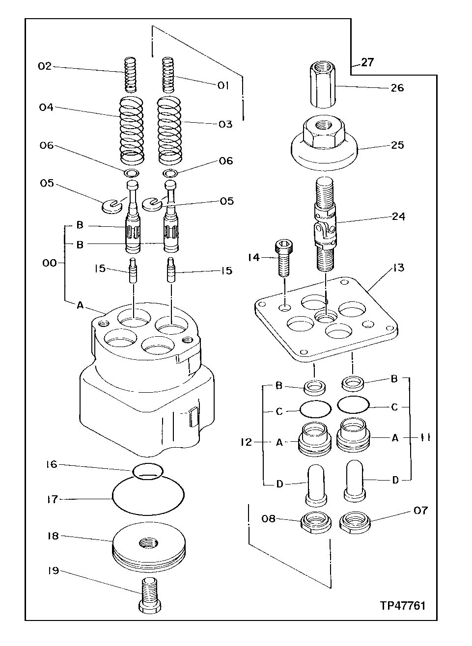 Схема запчастей John Deere 92DLC - 161 - CONTROL LEVER PILOT VALVE 3315 Controls Linkage