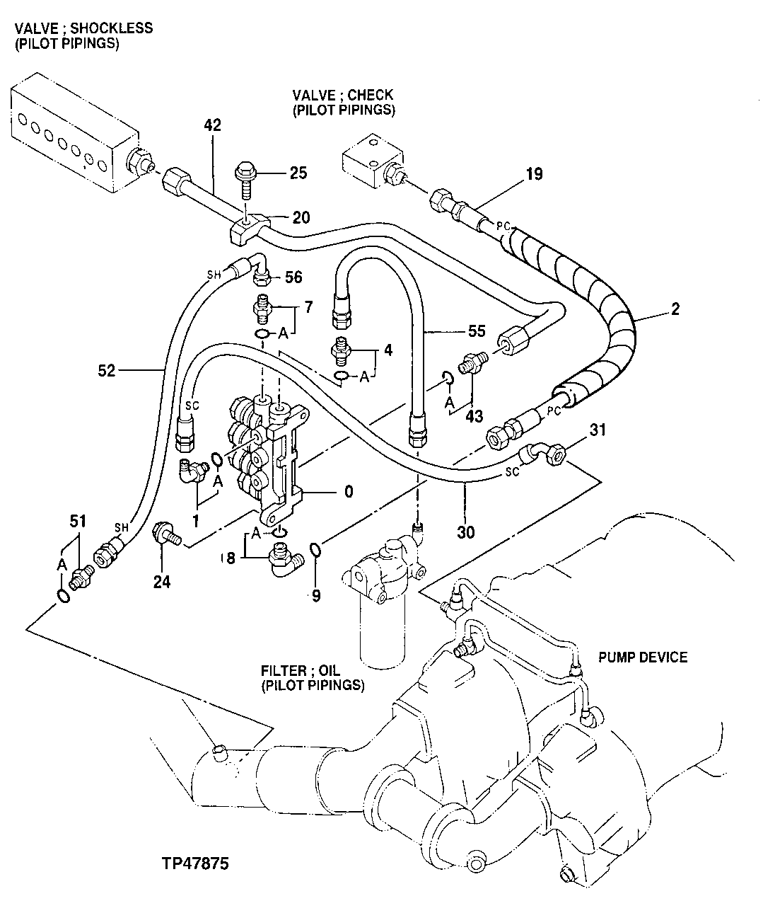 Схема запчастей John Deere 92DLC - 177 - PILOT PIPINGS 3360 HYDRAULIC SYSTEM