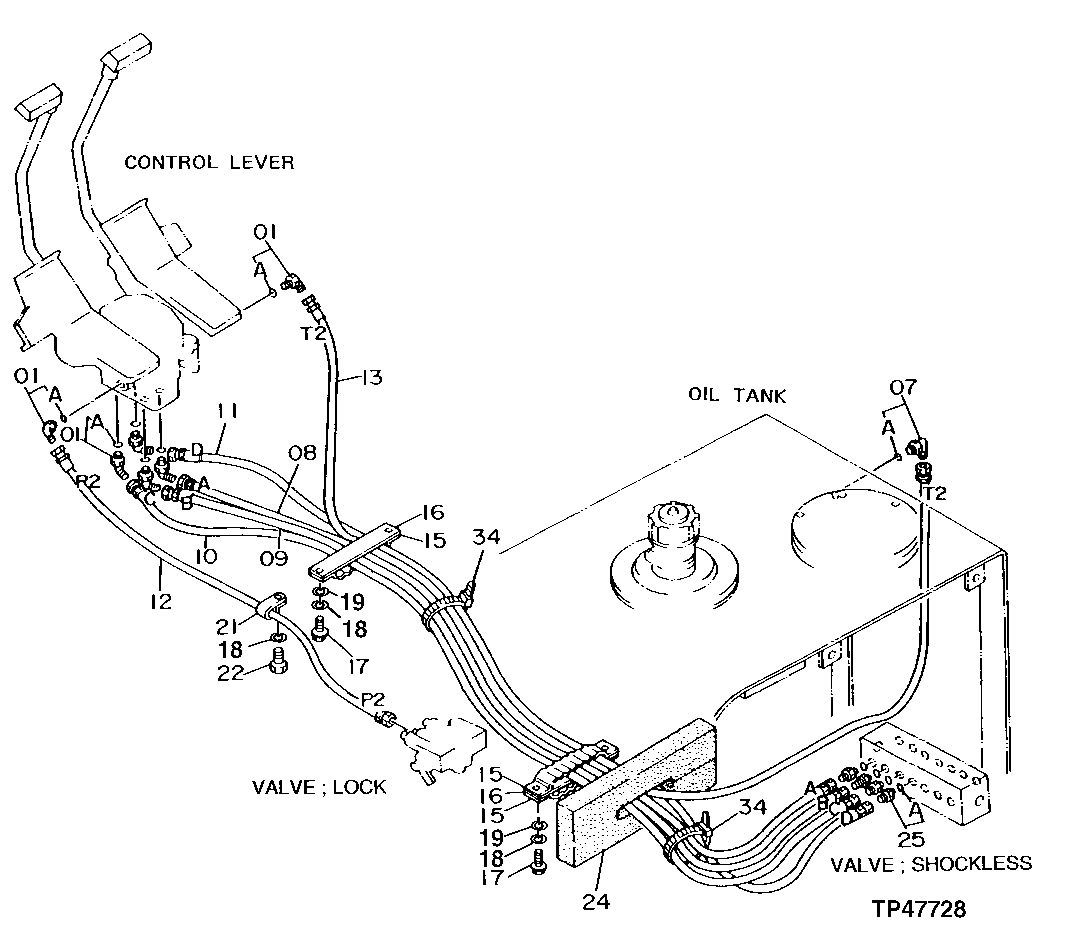 Схема запчастей John Deere 92DLC - 184 - PILOT PLUMBING 3360 HYDRAULIC SYSTEM