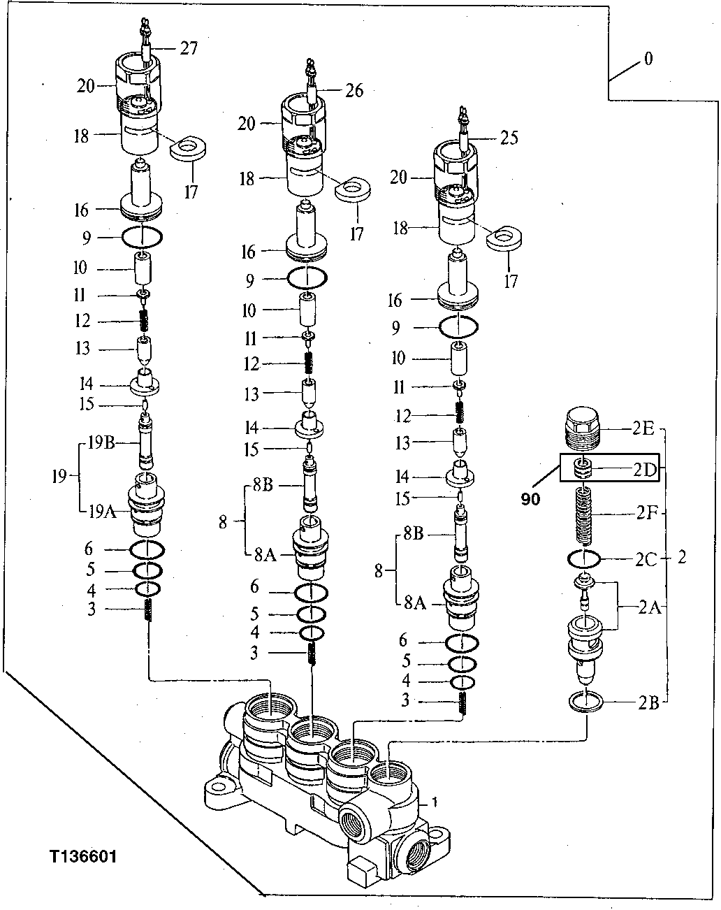 Схема запчастей John Deere 92DLC - 186 - Solenoid Valve 3360 HYDRAULIC SYSTEM