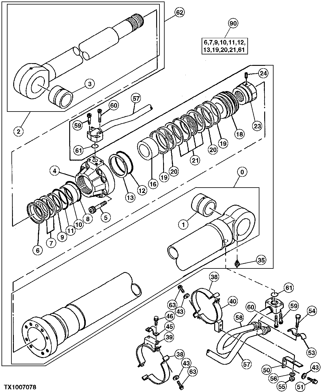 Схема запчастей John Deere 92DLC - 200 - Right Boom Cylinder 3360 HYDRAULIC SYSTEM