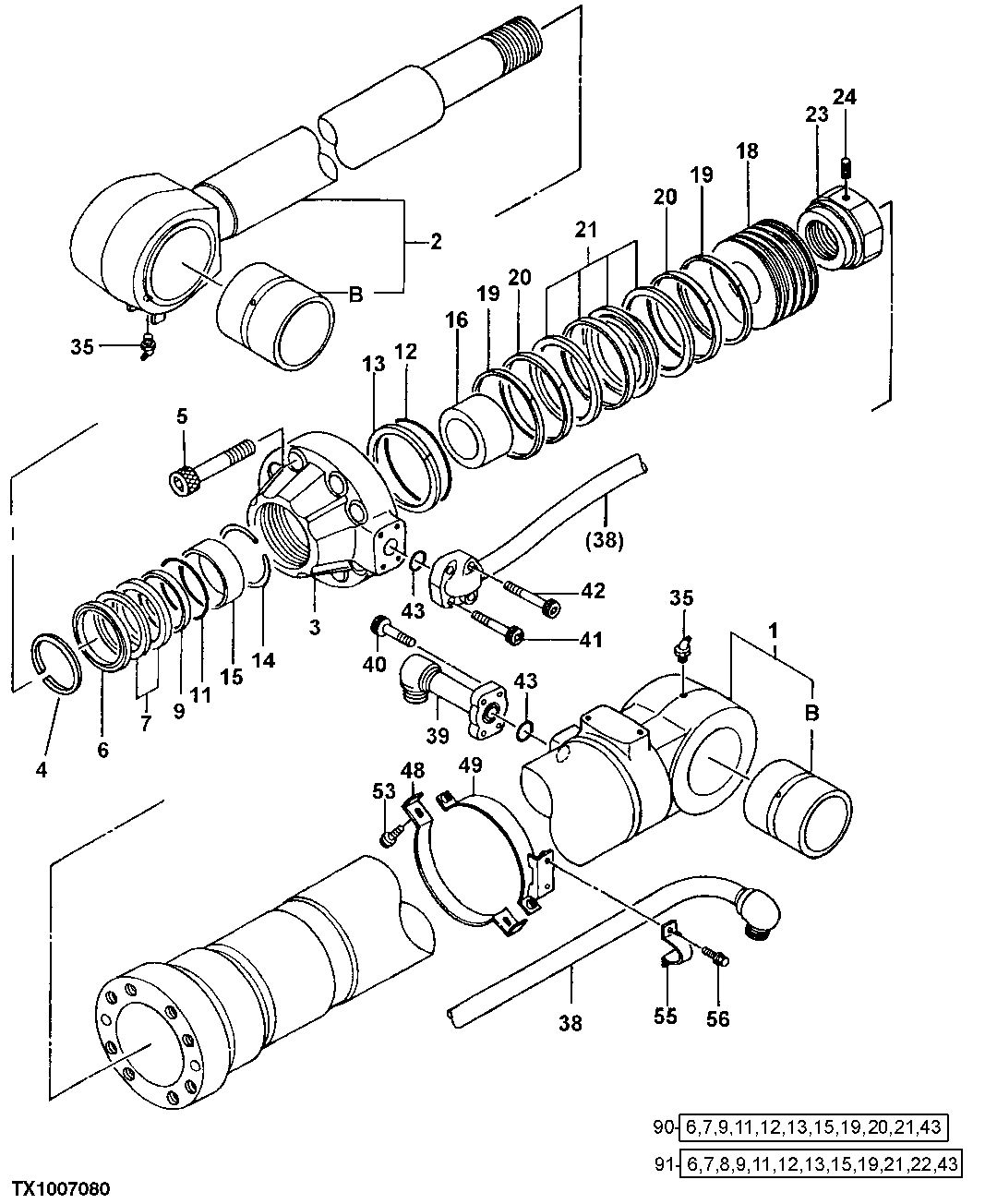 Схема запчастей John Deere 92DLC - 203 - Bucket Cylinder 3360 HYDRAULIC SYSTEM