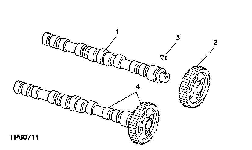 Схема запчастей John Deere 00LC - 28 - CAMSHAFT (071872 - ) 0402A CAMSHAFT AND VALVE ACTUATING MEANS PE6068TT051 PE6068TT051