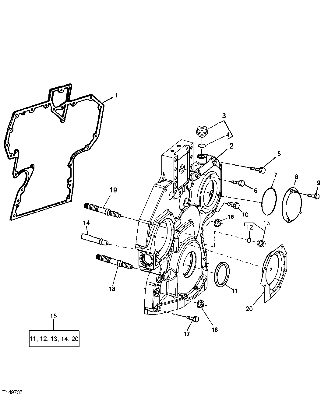 Схема запчастей John Deere 00LC - 31 - TIMING GEAR COVER (900552 - ) 0402A CAMSHAFT AND VALVE ACTUATING MEANS PE6068TT051 PE6068TT051