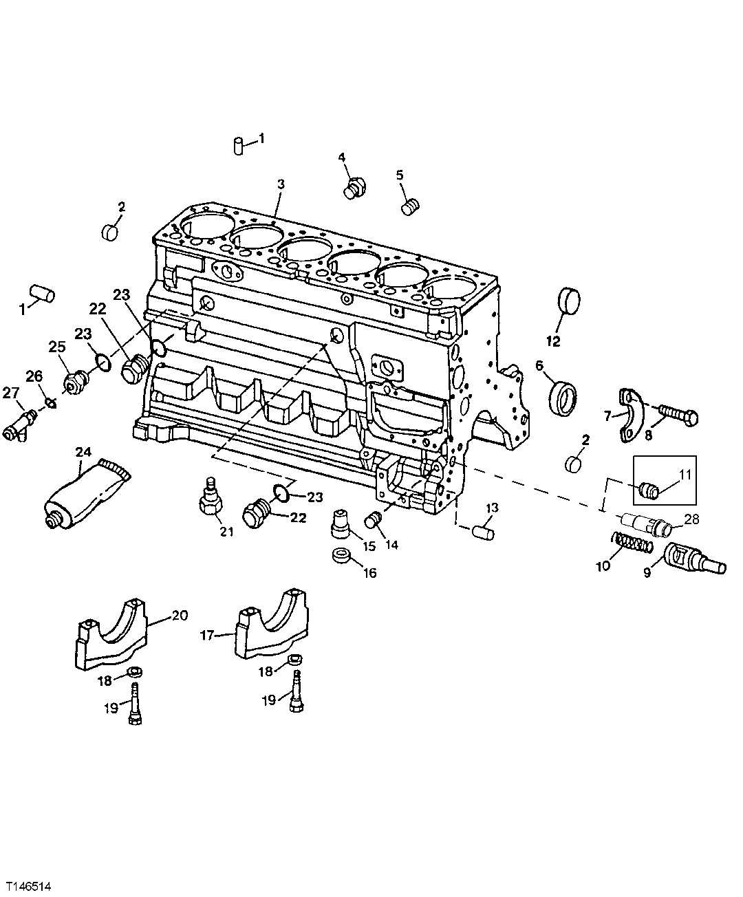 Схема запчастей John Deere 00LC - 35 - CYLINDER BLOCK (071872 - ) 0404A CYLINDER BLOCK PE6068TT051 PE6068TT051