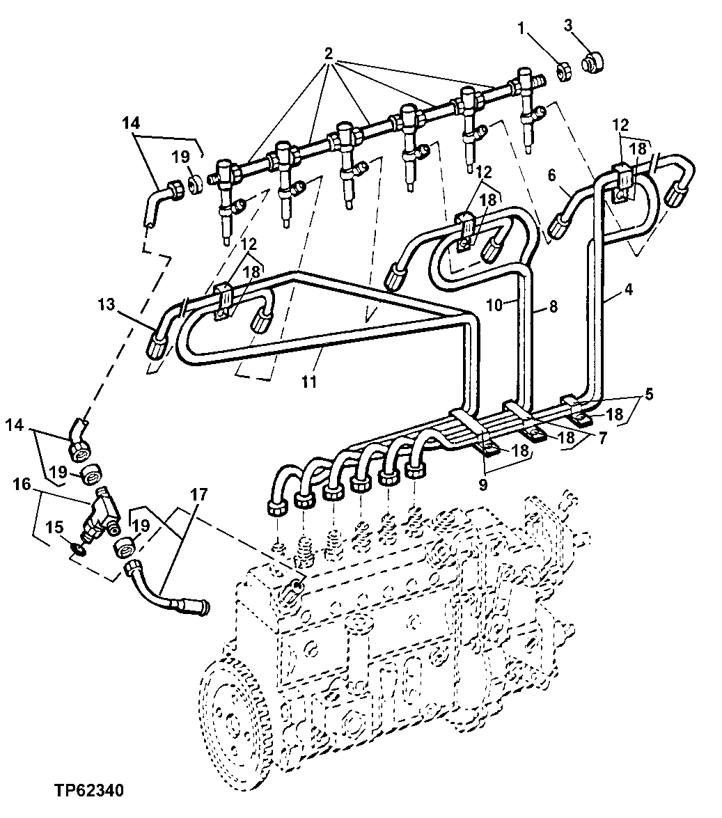 Схема запчастей John Deere 00LC - 48 - FUEL INJECTION SYSTEM (071872 - ) 0413A FUEL INJECTION SYSTEM PE6068TT051 PE6068TT051