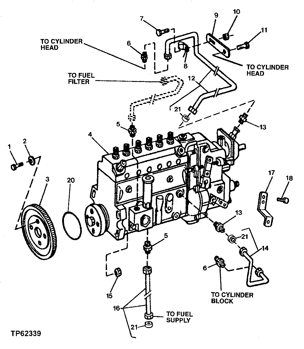 Схема запчастей John Deere 00LC - 49 - FUEL INJECTION PUMP ANEROID AND LUBE LINES (071872 - ) 0413A FUEL INJECTION SYSTEM PE6068TT051 PE6068TT051