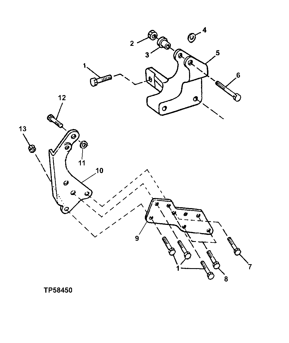 Схема запчастей John Deere 00LC - 63 - ALTERNATOR MOUNTING BRACKETS (071872 - ) 0423A ALTERNATOR AND GENERATOR MOUNTING 0423 PE6068TT051 PE6068TT051