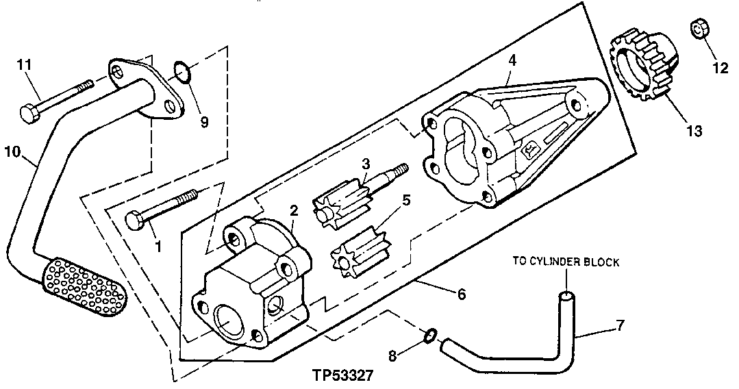 Схема запчастей John Deere 00LC - 86 - ENGINE OIL PUMP ( - 830633) 0407B Engine Oiling System T06068TT051 T06068TT051