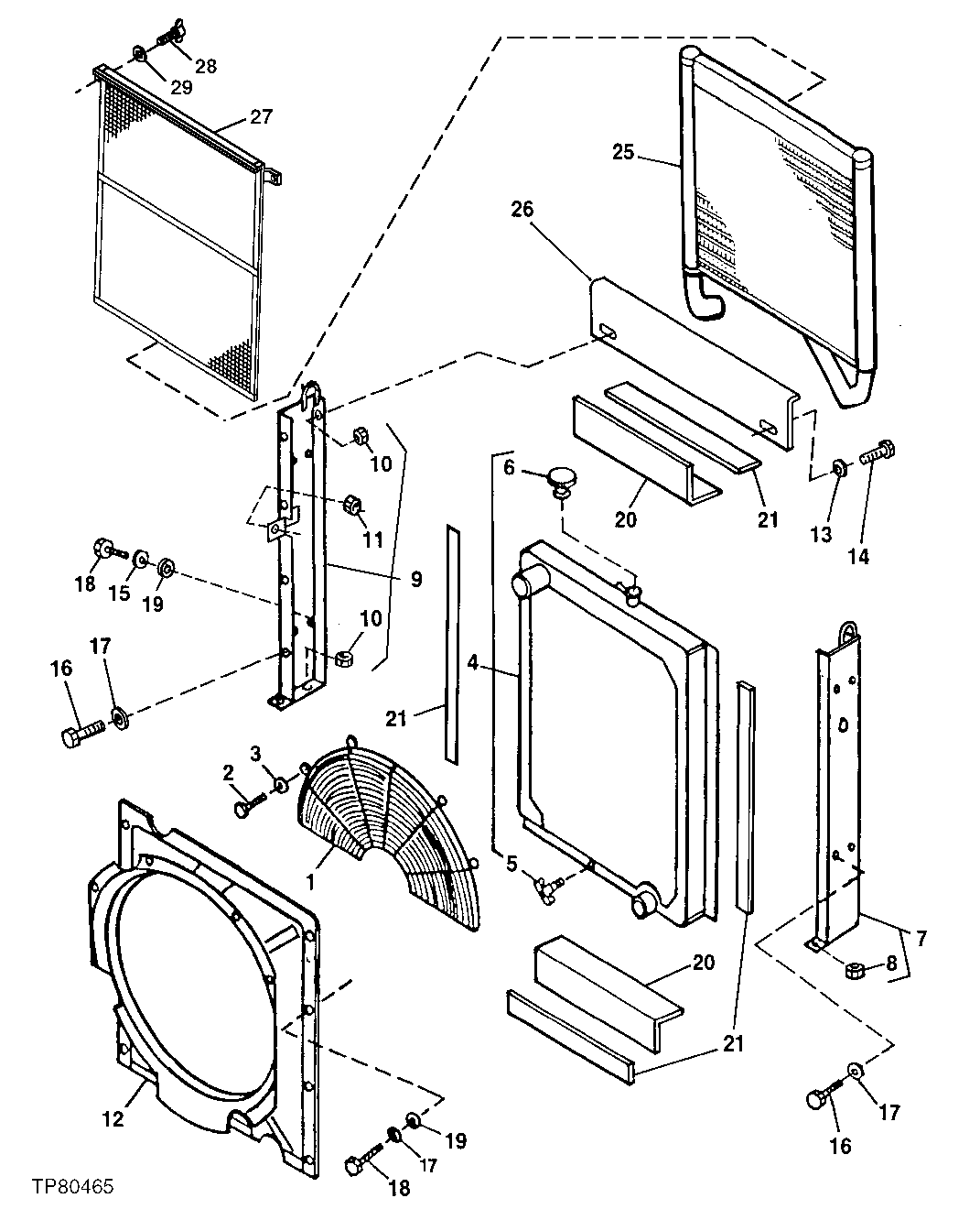 Схема запчастей John Deere 00LC - 126 - RADIATOR 0510 ENGINE COOLING SYSTEMS