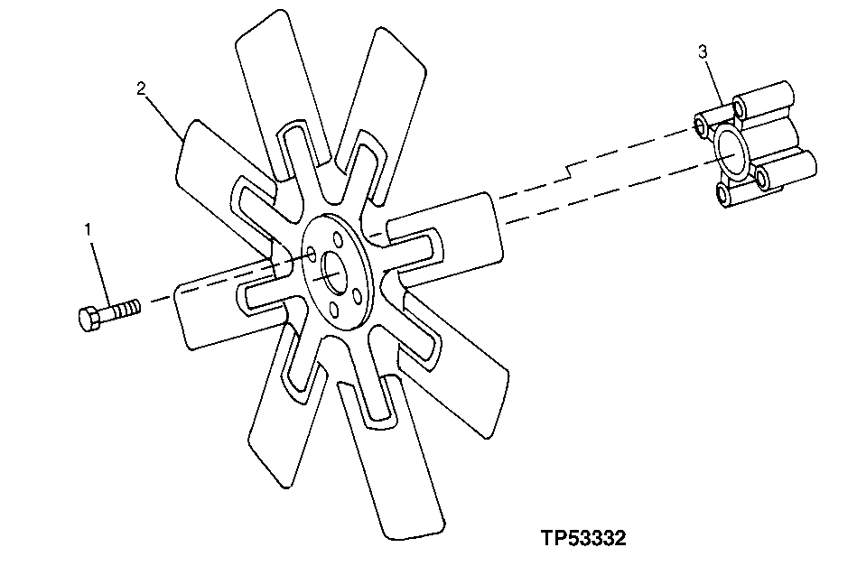 Схема запчастей John Deere 00LC - 128 - FAN BLADE AND SPACER 0510 ENGINE COOLING SYSTEMS