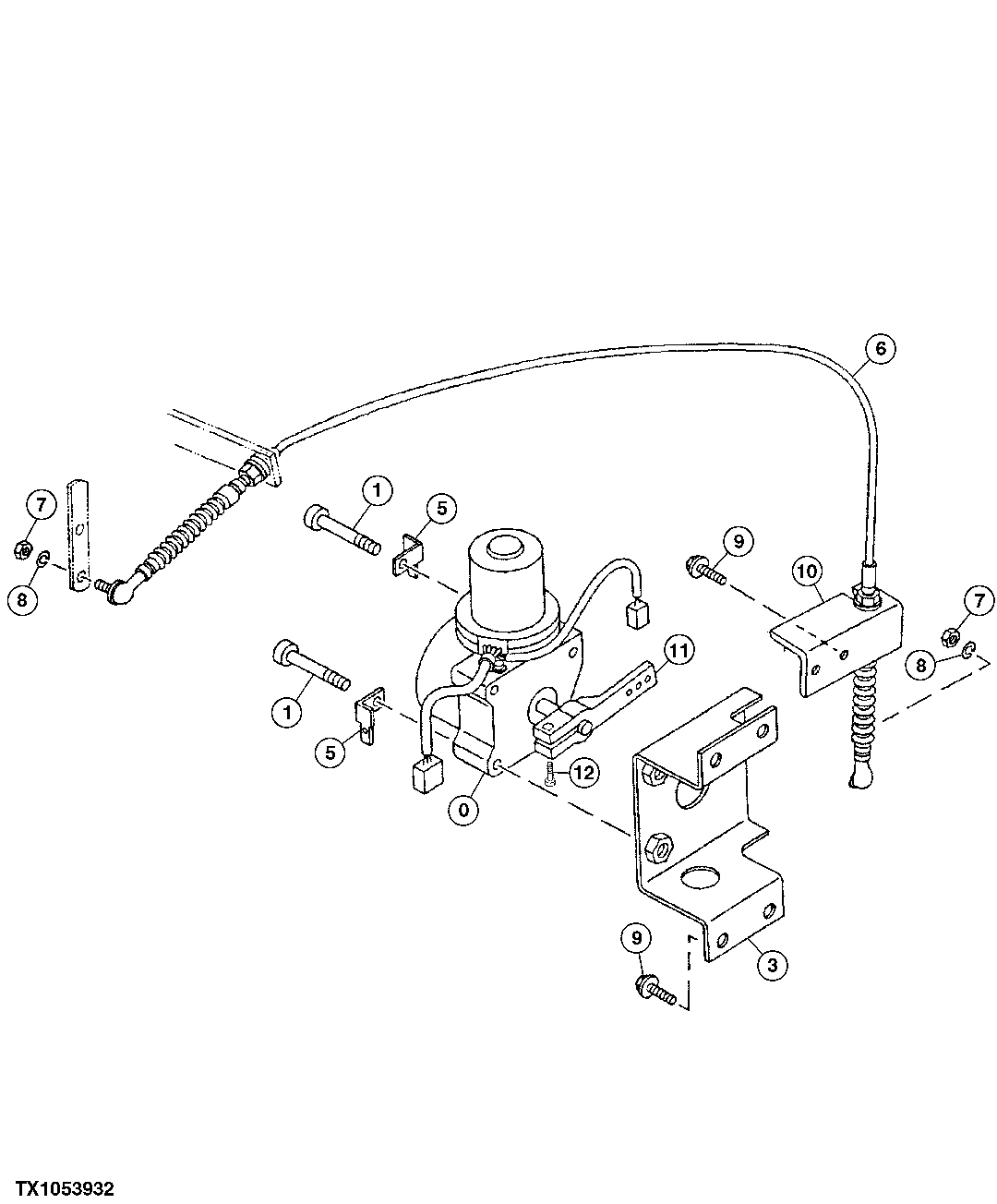 Схема запчастей John Deere 00LC - 129 - ENGINE CONTROL MOTOR 0515 ENGINE SPEED CONTROLS