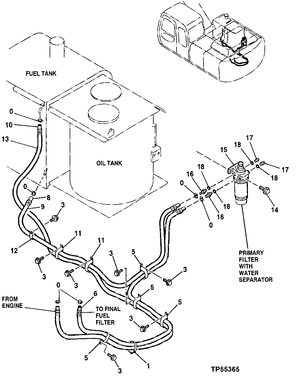 Схема запчастей John Deere 00LC - 138 - Fuel Hoses and Fittings 0560 EXTERNAL FUEL SUPPLY SYSTEMS