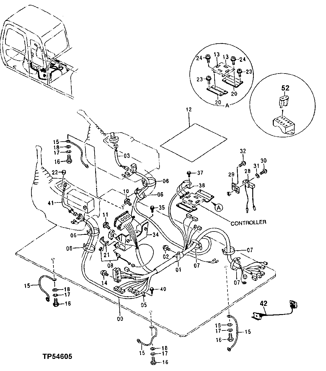 Схема запчастей John Deere 00LC - 150 - ELECTRIC PARTS 1674 WIRING HARNESS AND SWITCHES