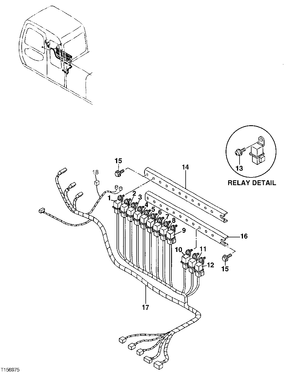 Схема запчастей John Deere 00LC - 151 - Instrument Panel Relays 1674 WIRING HARNESS AND SWITCHES