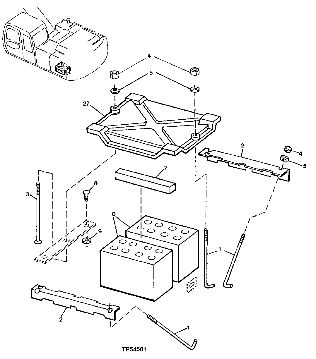 Схема запчастей John Deere 00LC - 154 - REPLACEMENT BATTERY ( - 500000) 1674 WIRING HARNESS AND SWITCHES