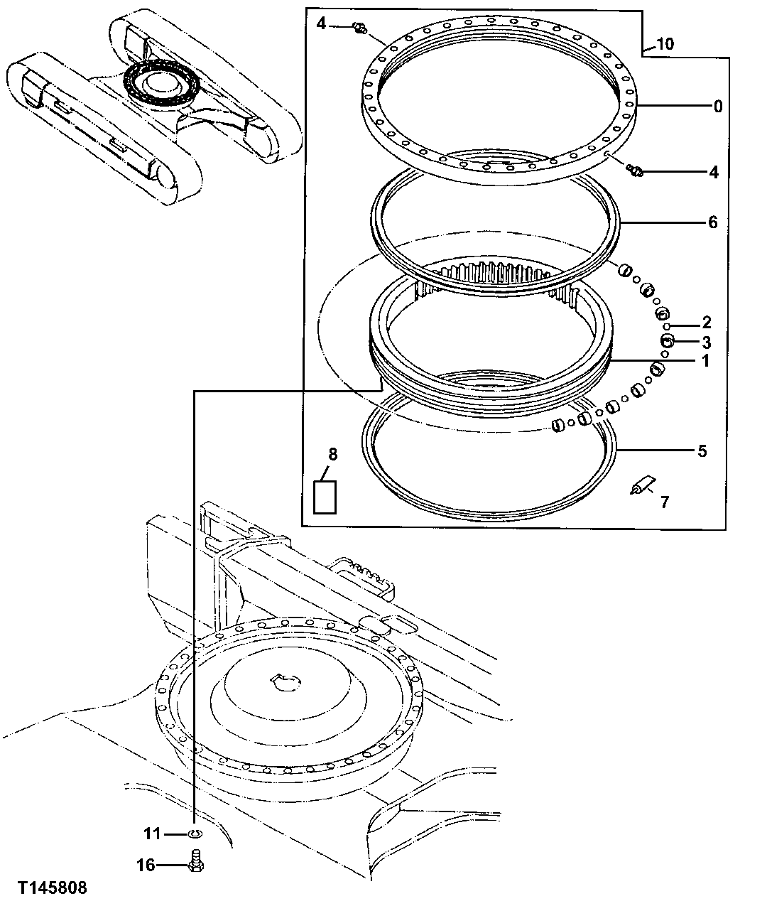 Схема запчастей John Deere 00LC - 170 - SWING BEARING 1740 FRAME INSTALLATION