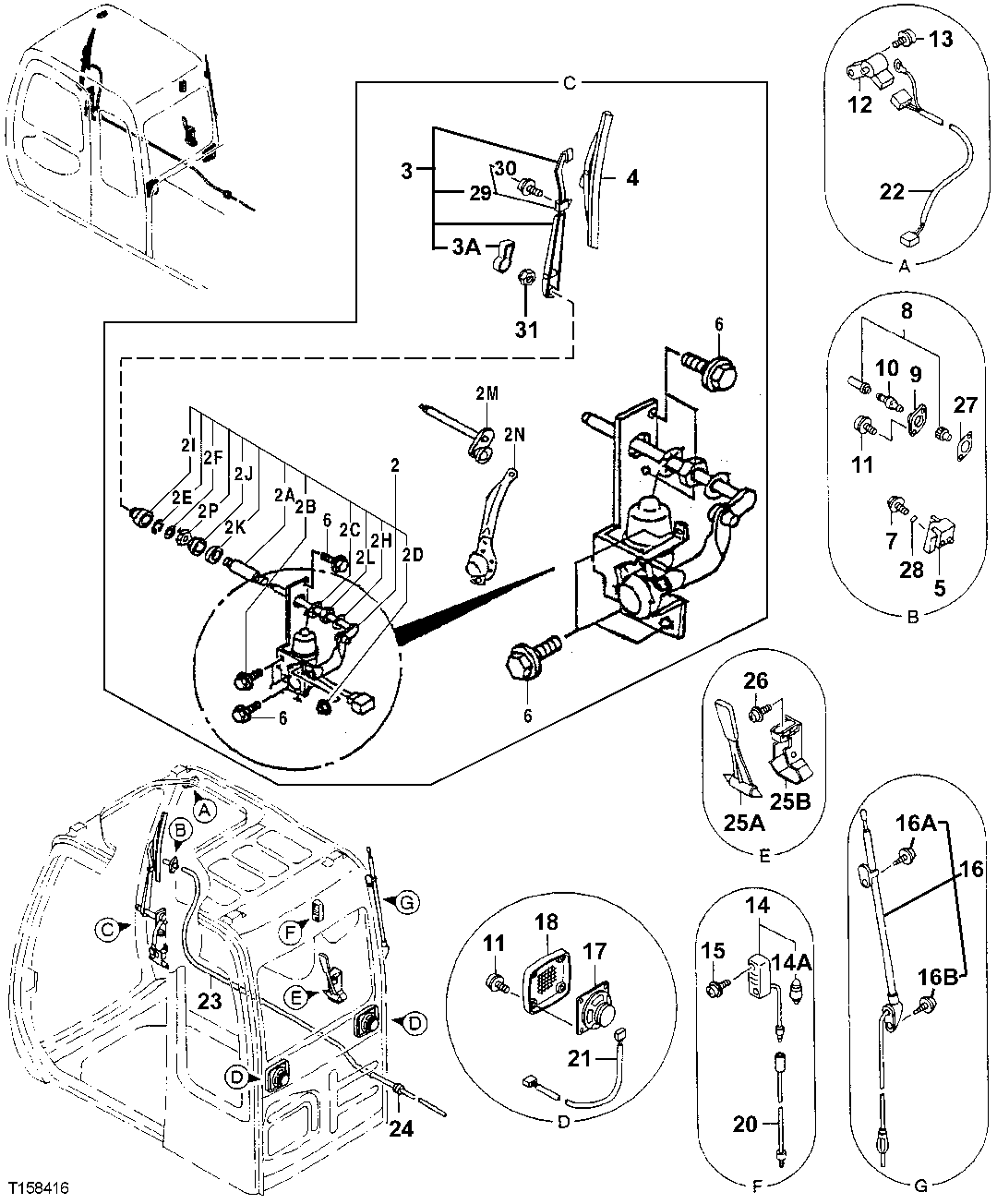 Схема запчастей John Deere 00LC - 175 - CAB COMPONENTS 1810 OPERATOR ENCLOSURE