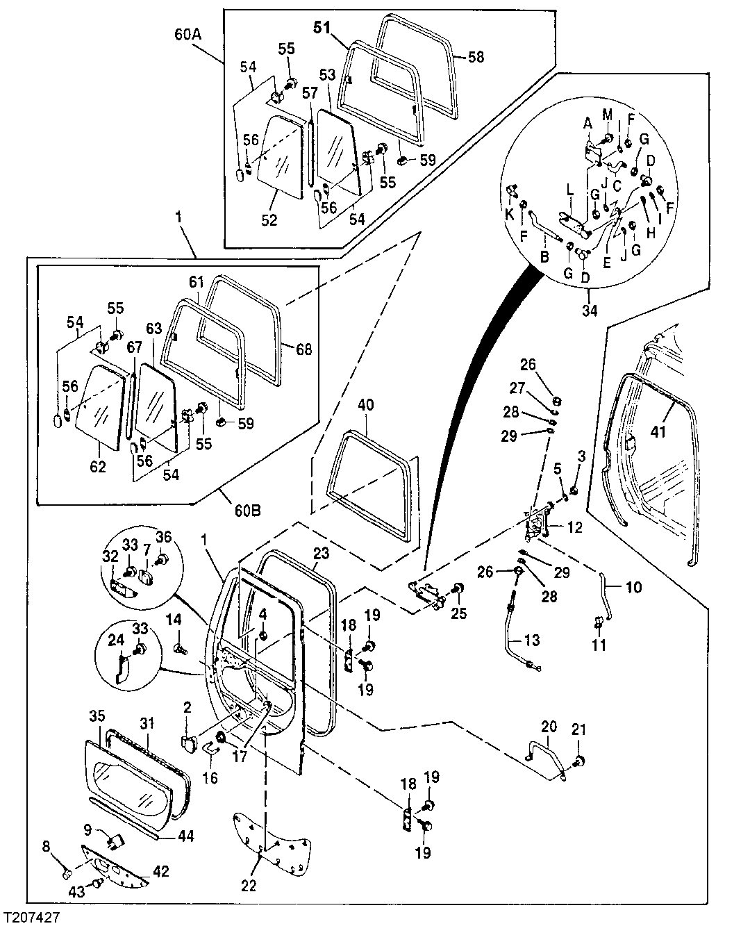 Схема запчастей John Deere 00LC - 177 - CAB COMPONENTS 1810 OPERATOR ENCLOSURE