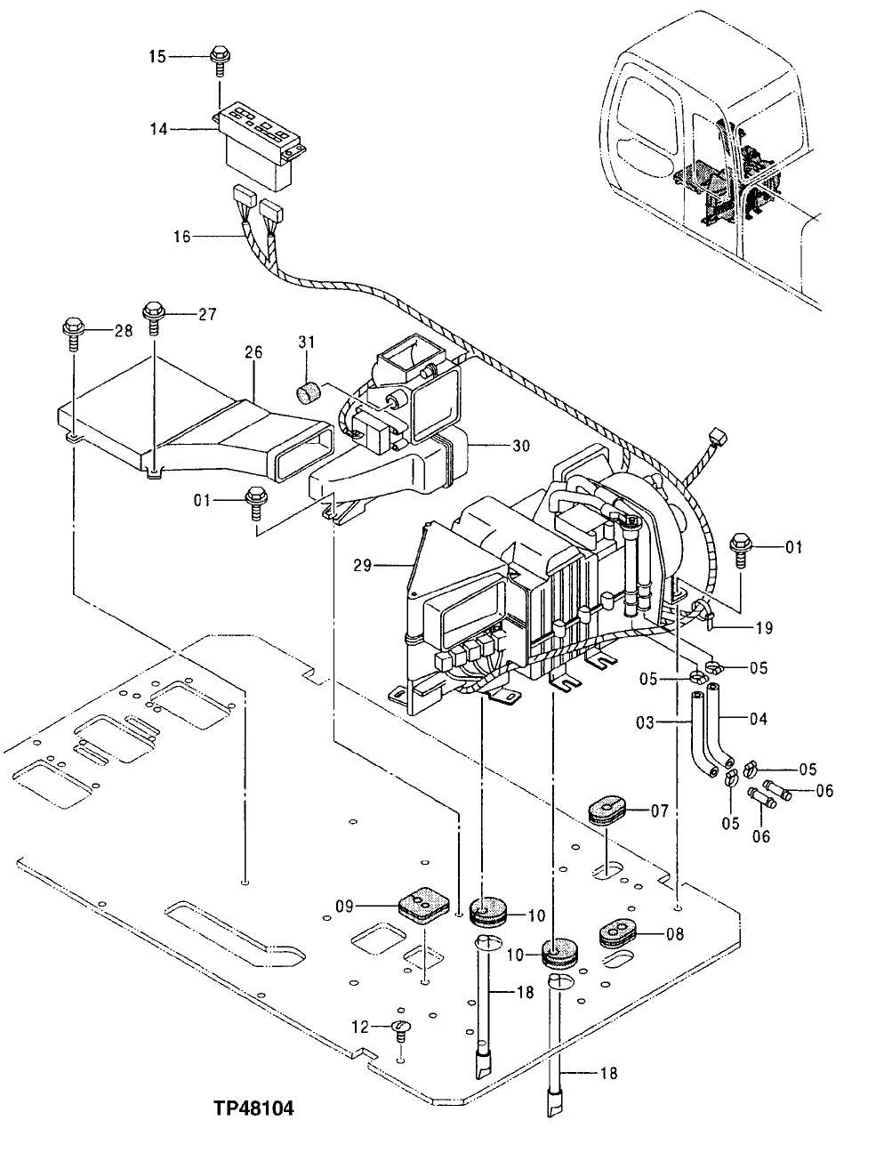 Схема запчастей John Deere 00LC - 206 - AIR CONDITIONER 1830 HEATING AND AIR CONDITIONING