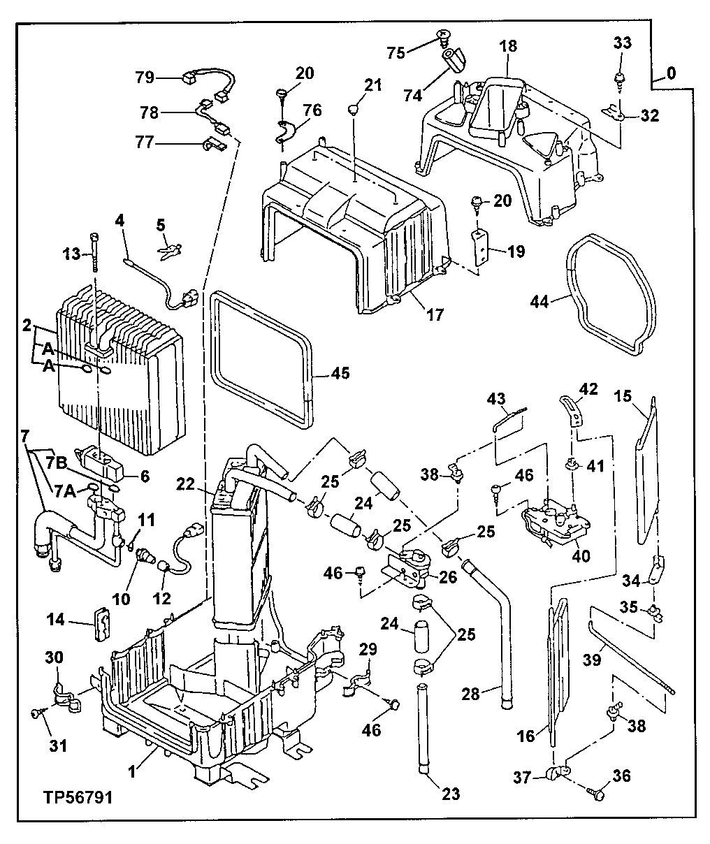 Схема запчастей John Deere 00LC - 220 - AIR CONDITIONER COMPONENTS (050799 - ) 1830 HEATING AND AIR CONDITIONING