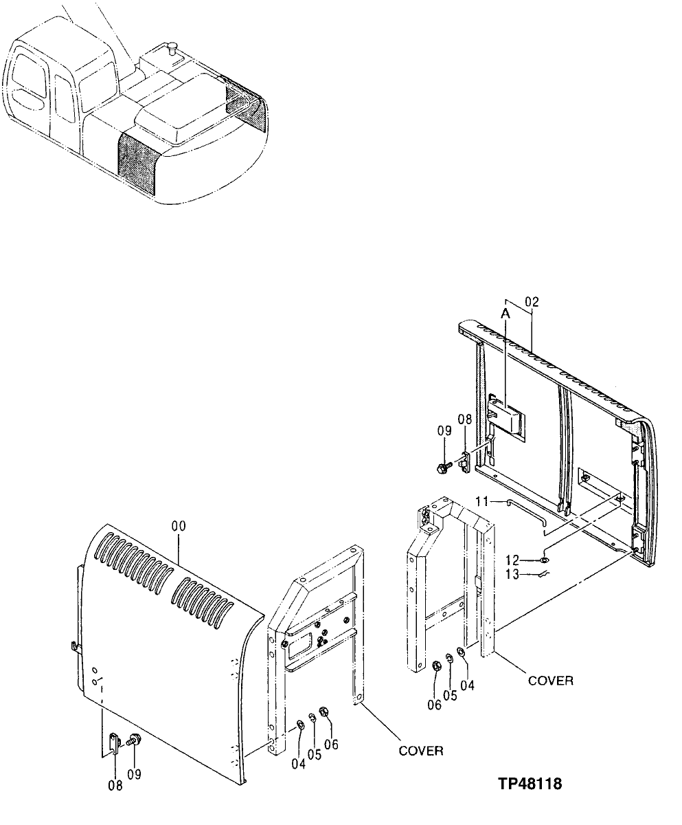 Схема запчастей John Deere 00LC - 230 - COVER 1910 HOOD OR ENGINE ENCLOSURE