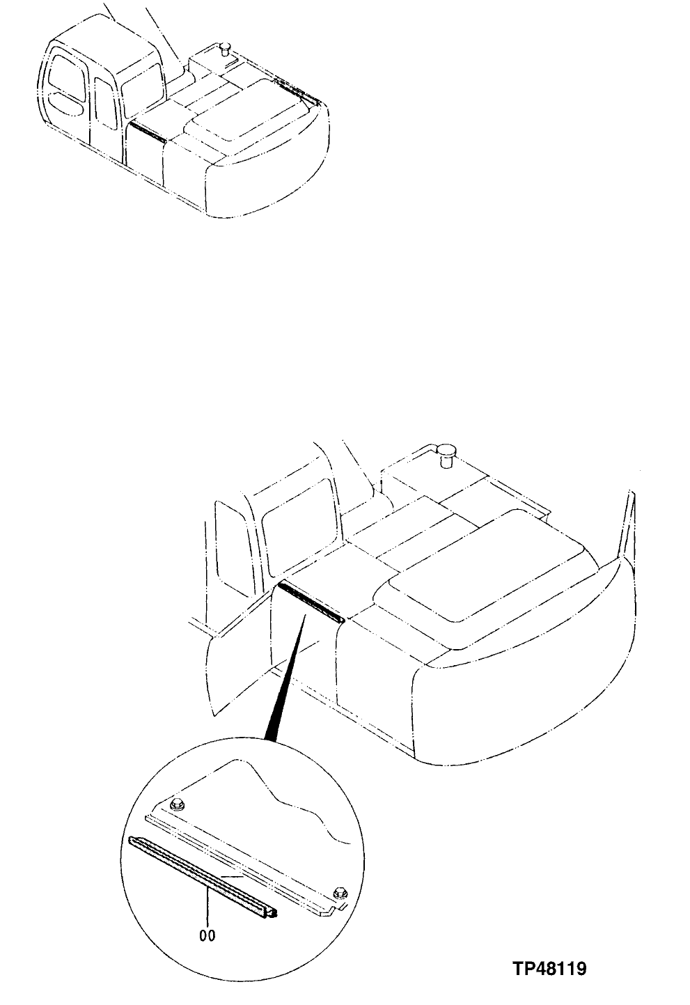 Схема запчастей John Deere 00LC - 232 - WEATHERSTRIP 1910 HOOD OR ENGINE ENCLOSURE