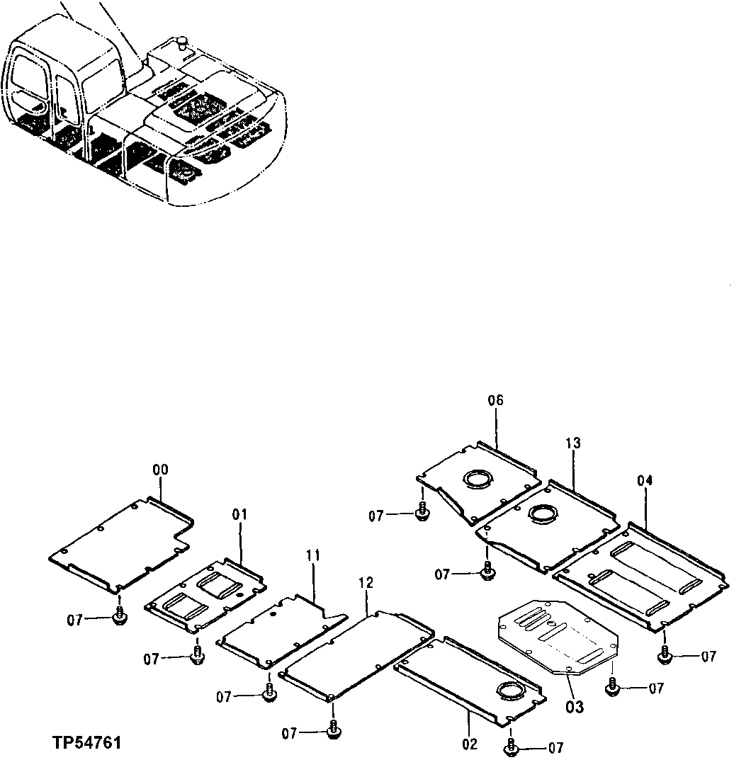 Схема запчастей John Deere 00LC - 236 - UNDER COVER 1910 HOOD OR ENGINE ENCLOSURE