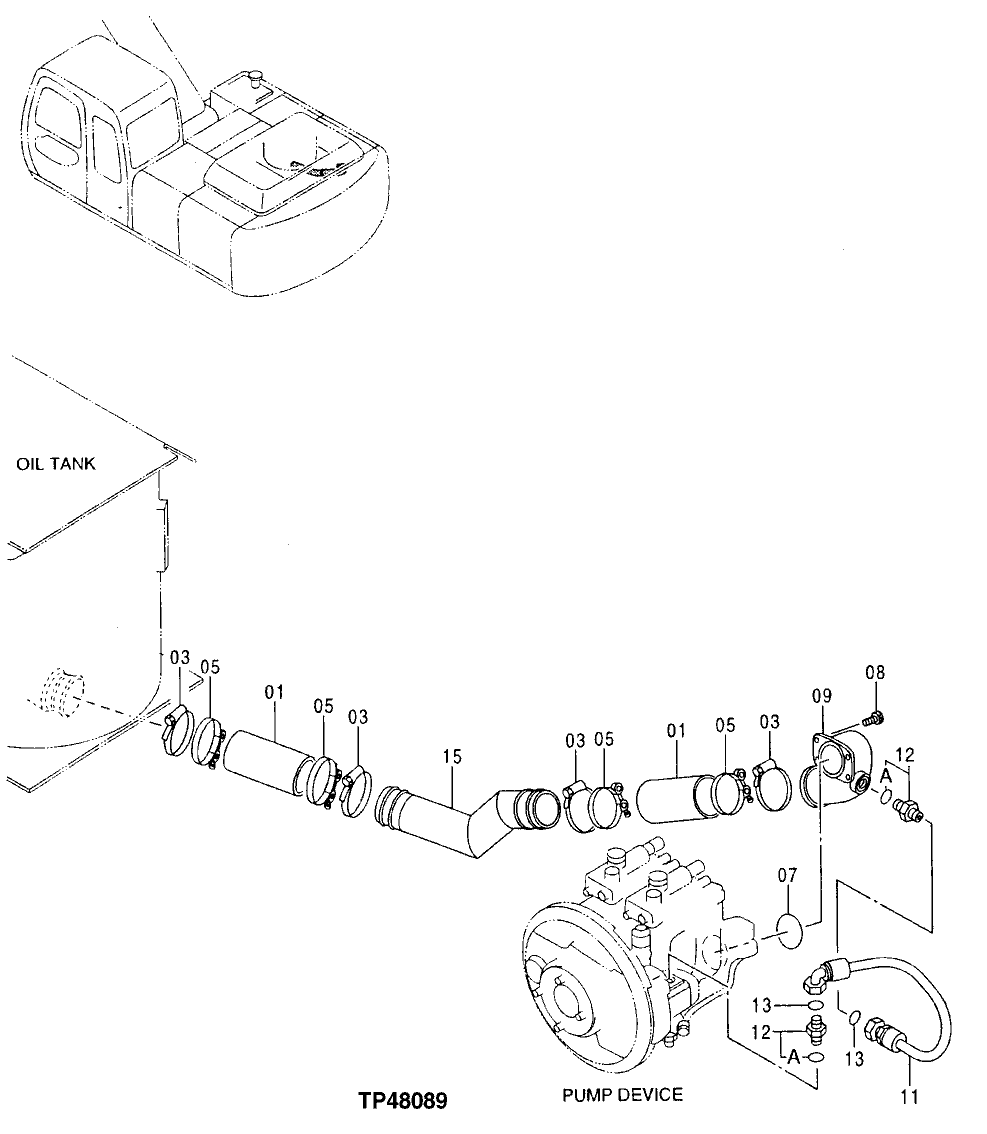 Схема запчастей John Deere 00LC - 245 - SUCTION PIPINGS 2160 VEHICLE HYDRAULICS