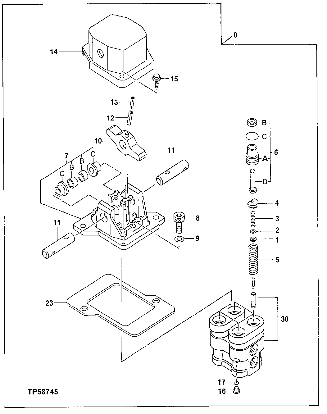 Схема запчастей John Deere 00LC - 291 - PROPEL PILOT VALVE (050306 - ) 3315 CONTROL LINKAGE