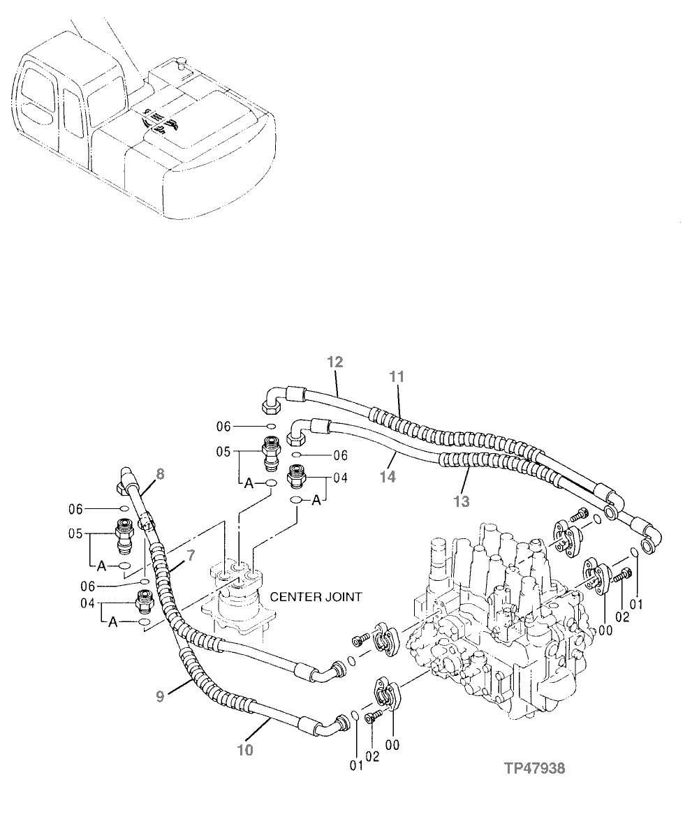 Схема запчастей John Deere 00LC - 313 - MAIN PIPINGS 3360 HYDRAULIC SYSTEM