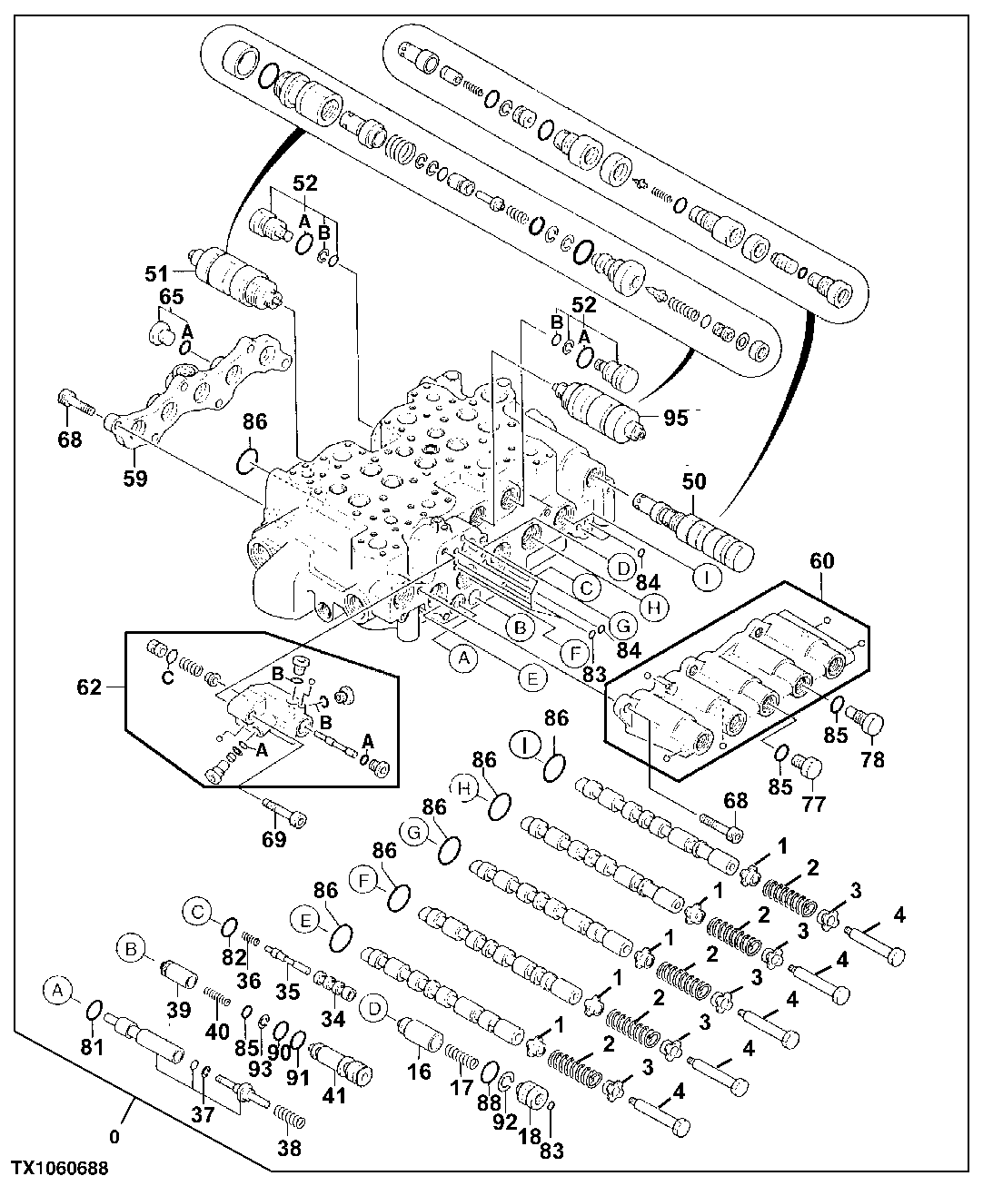 Схема запчастей John Deere 00LC - 320 - CONTROL VALVE 3360 HYDRAULIC SYSTEM