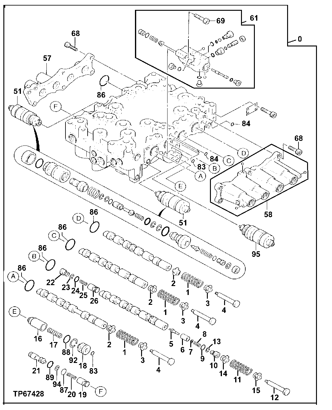 Схема запчастей John Deere 00LC - 321 - CONTROL VALVE 3360 HYDRAULIC SYSTEM