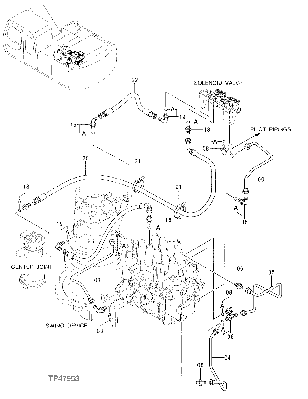 Схема запчастей John Deere 00LC - 328 - PILOT PIPINGS 3360 HYDRAULIC SYSTEM