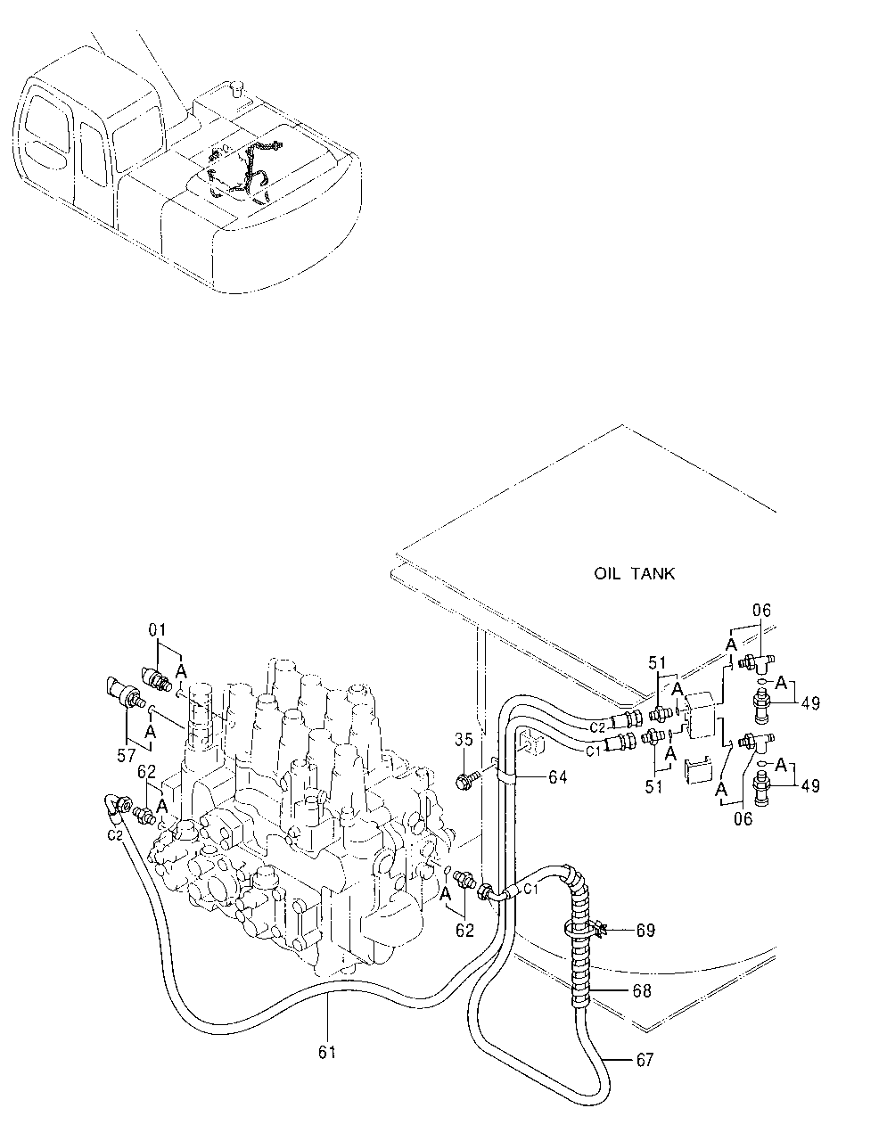 Схема запчастей John Deere 00LC - 331 - PILOT PIPINGS 3360 HYDRAULIC SYSTEM