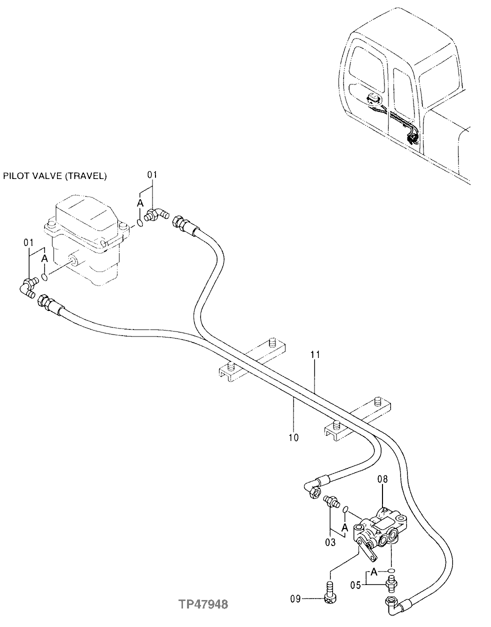 Схема запчастей John Deere 00LC - 333 - PILOT PIPINGS ( - 050305) 3360 HYDRAULIC SYSTEM