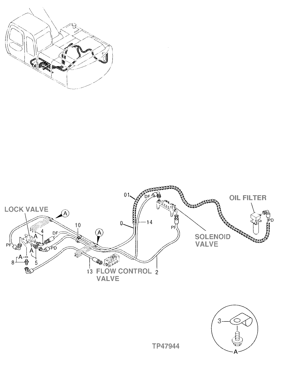 Схема запчастей John Deere 00LC - 338 - PILOT PIPINGS 3360 HYDRAULIC SYSTEM