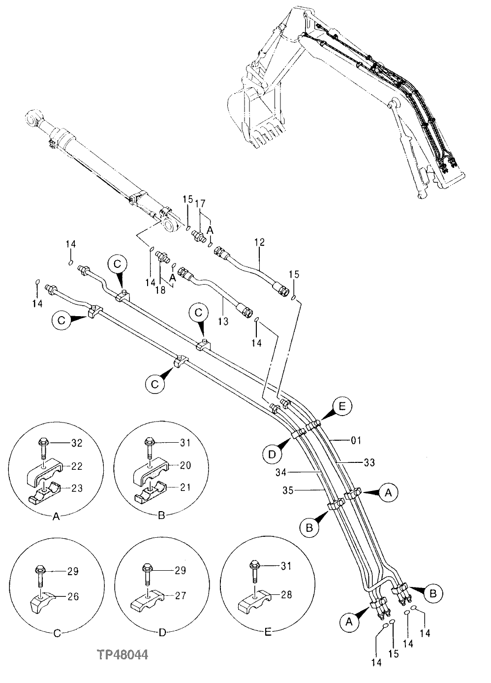 Схема запчастей John Deere 00LC - 342 - FRONT PIPINGS 3360 HYDRAULIC SYSTEM