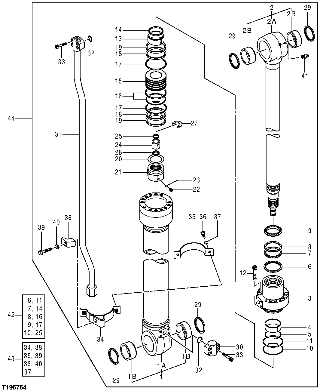 Схема запчастей John Deere 00LC - 345 - Super Long Boom Arm Cylinder Components 3360 HYDRAULIC SYSTEM