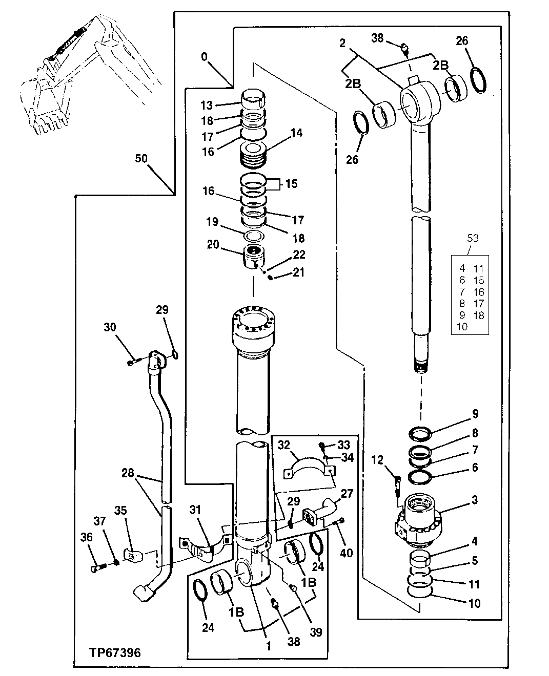 Схема запчастей John Deere 00LC - 351 - Bucket Cylinder 3360 HYDRAULIC SYSTEM